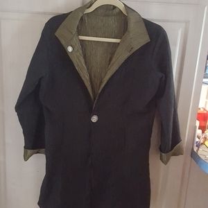 CUSTOM CREPE REVERSIBLE JACKET W BEAUTIFUL BUTTONS